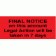 648 - Final Notice On This Account (On Rolls) - 50mm x 21mm